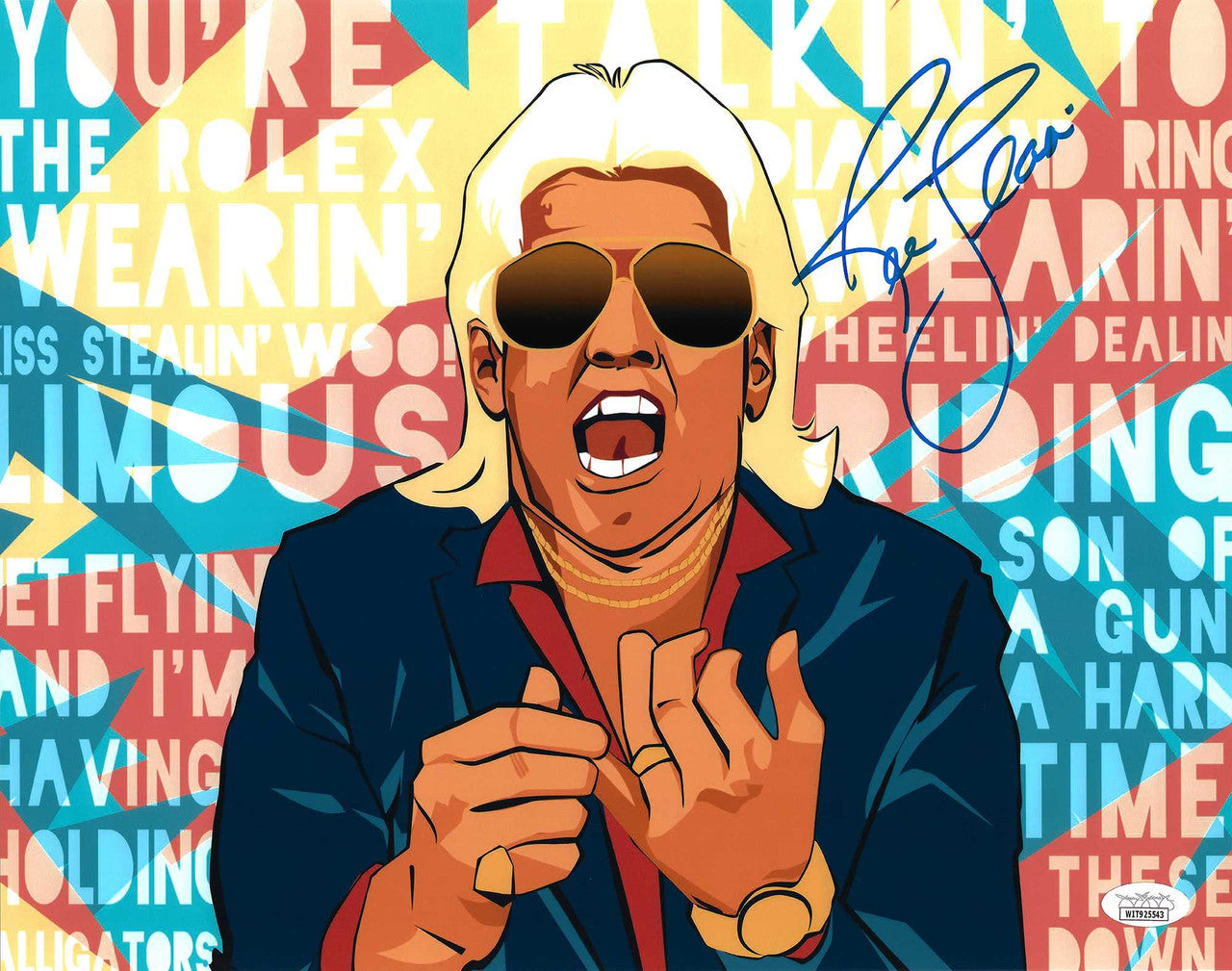 Paint Ric Flair Ric Flair Autographed 11x14 Photo Animated JSA Stock #203576
