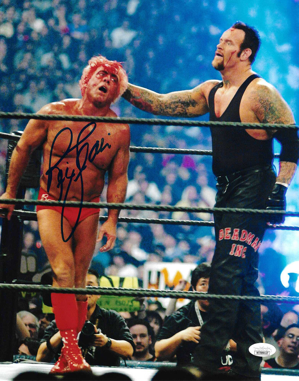 Ric Flair Autographed 11x14 Photo vs. Undertaker JSA Stock #203606