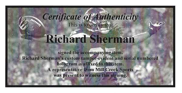 Richard Sherman Certificate of Authenticity