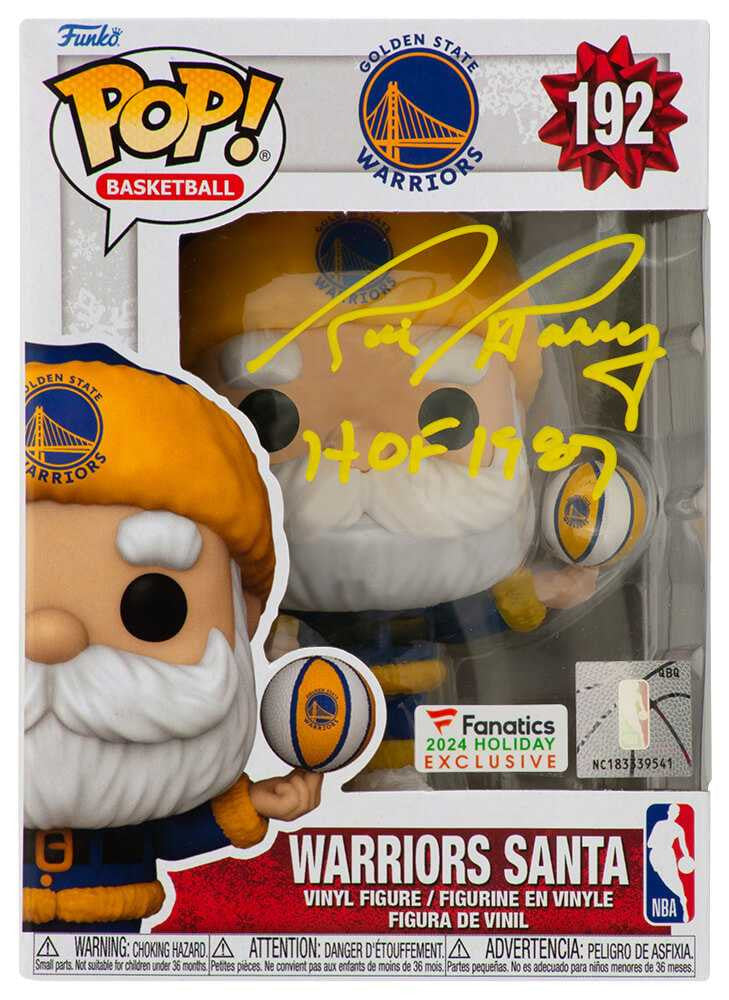 Rick Barry Signed Golden State Warriors SANTA Funko Pop Doll #192 w/HOF 1987 - Schwartz Authenticated