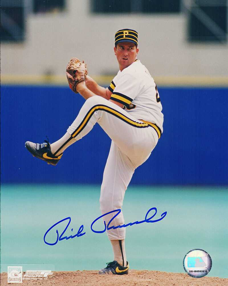 Rick Reuschel Signed Pittsburgh Pirates Pitching Action 8x10 Photo - Schwartz Authenticated