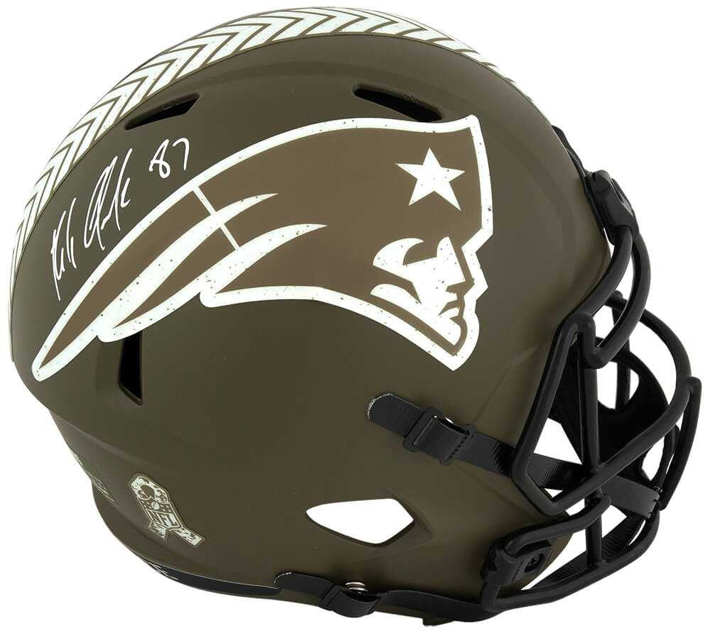 Rob Gronkowski Signed New England Patriots Salute to Service Riddell Full Size Speed Replica Helmet - Schwartz Authenticated