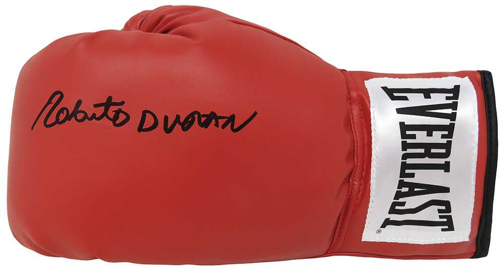 Roberto Duran Signed Everlast Red Full Size Boxing Glove - Schwartz Authenticated