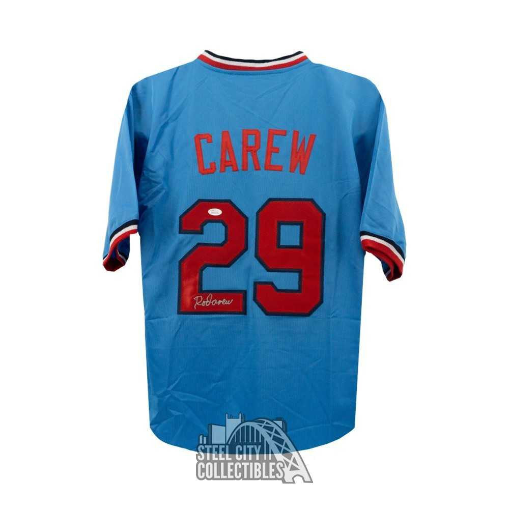 Rod Carew Autographed Minnesota Custom Blue Baseball Jersey - JSA COA (A)