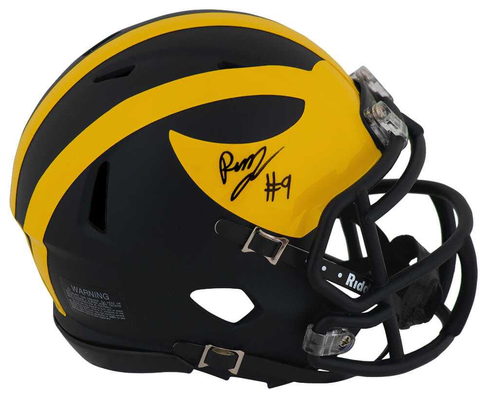 Rod Moore Signed Michigan Wolverines Riddell Speed Mini Helmet - Schwartz COA