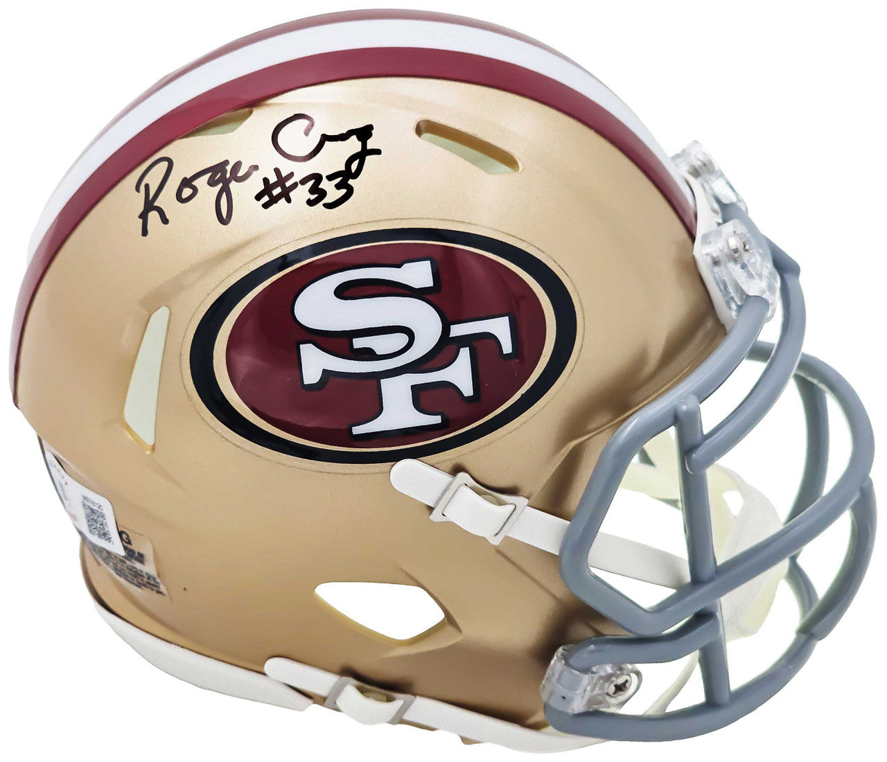 Roger Craig Autographed San Francisco 49ers Gold Speed Mini Helmet Beckett BAS Witness