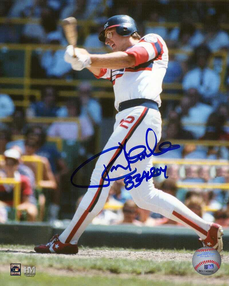 Ron Kittle Signed Chicago White Sox Swinging Action 8x10 Photo w/83 AL ROY