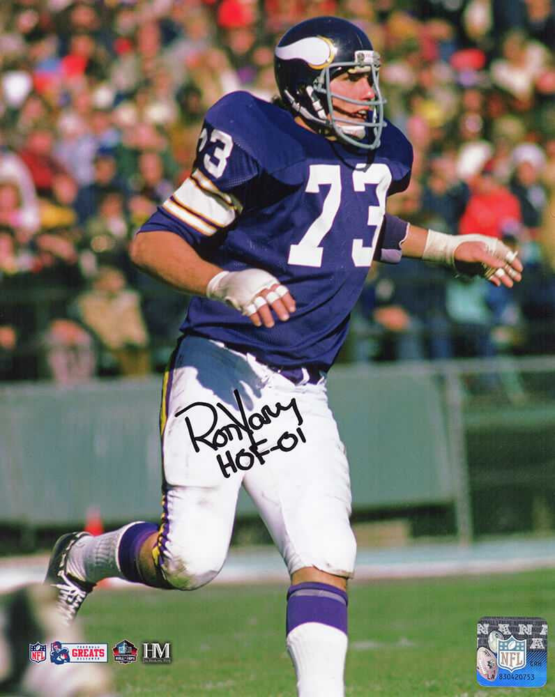 Ron Yary Signed Minnesota Vikings Action 8x10 Photo w/HOF'01 - Schwartz Authentic