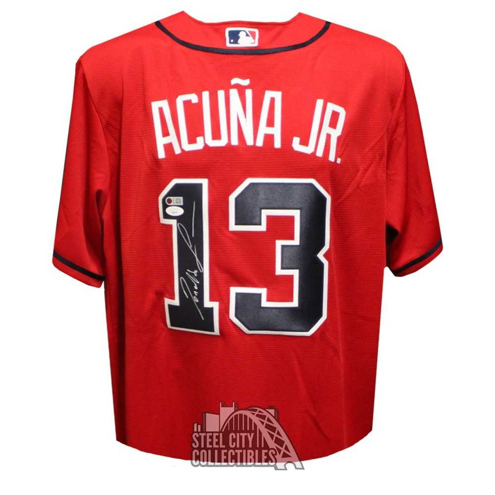 Ronald Acuna Autographed Atlanta Red Nike Full Name Baseball Jersey - JSA