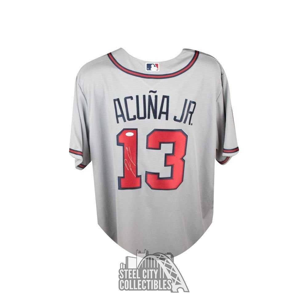 Ronald Acuna Jr Autographed Atlanta Braves Nike Gray Baseball Jersey - JSA COA