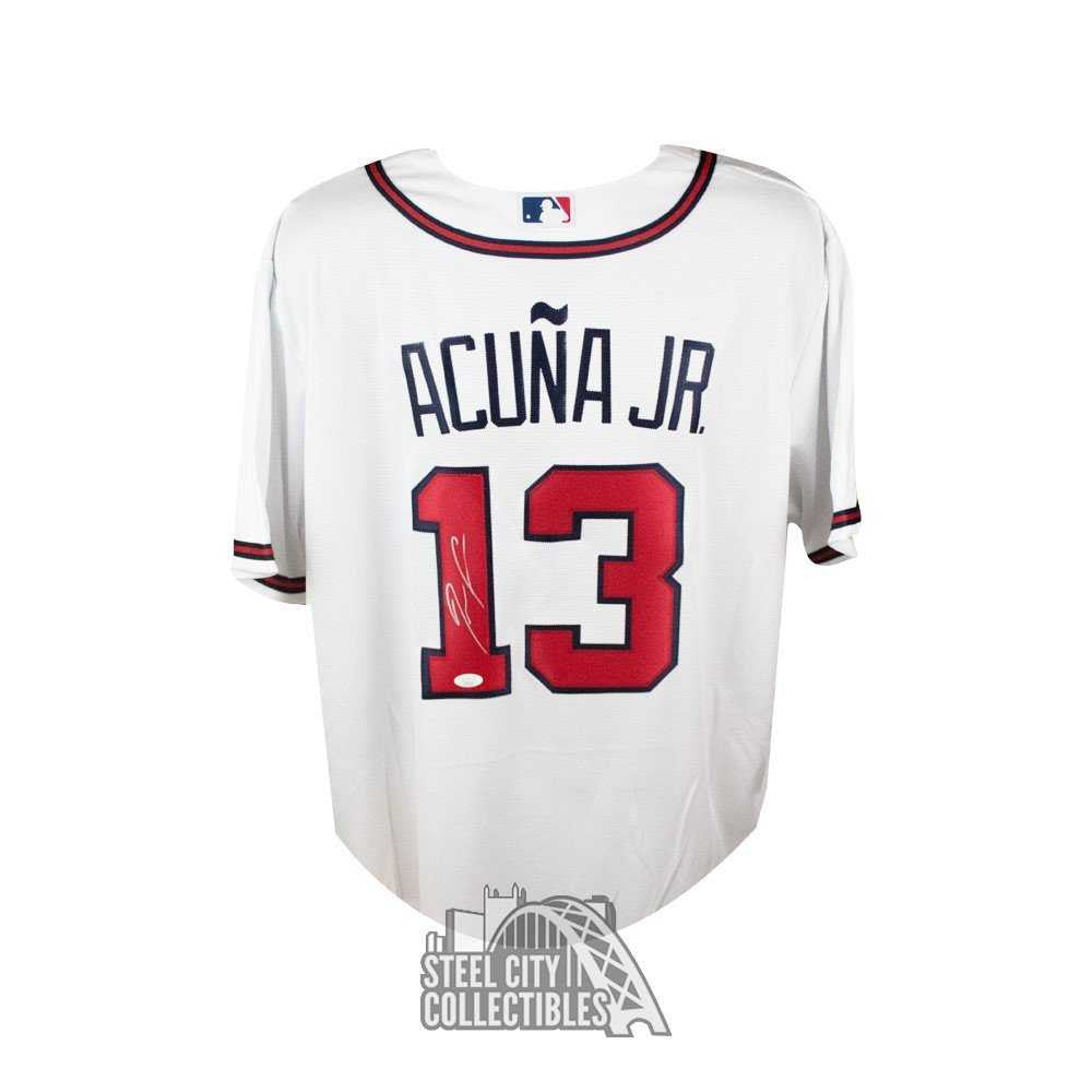Ronald Acuna Jr Autographed Atlanta Braves White Nike Baseball Jersey - JSA COA
