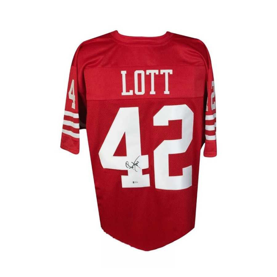 Ronnie Lott Signed San Francisco 49ers Red Jersey – Beckett BAS Certified