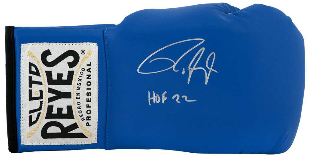 Roy Jones Jr. Signed Cleto Reyes Blue Boxing Glove w/HOF'22 - Schwartz Authenticated