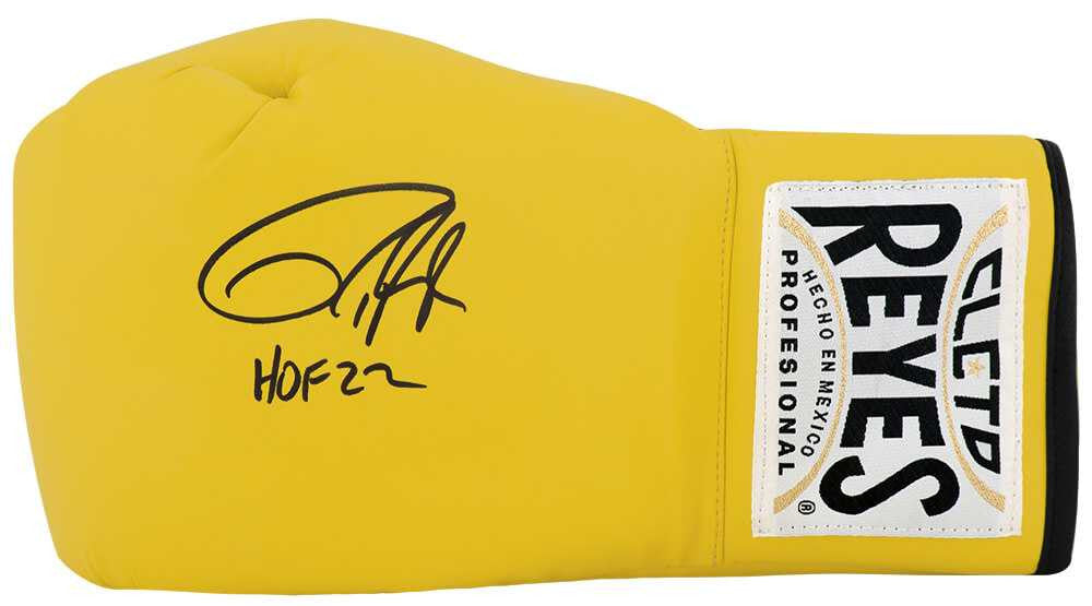 Roy Jones Jr. Signed Cleto Reyes Yellow Boxing Glove w/HOF'22 - Schwartz Authenticated