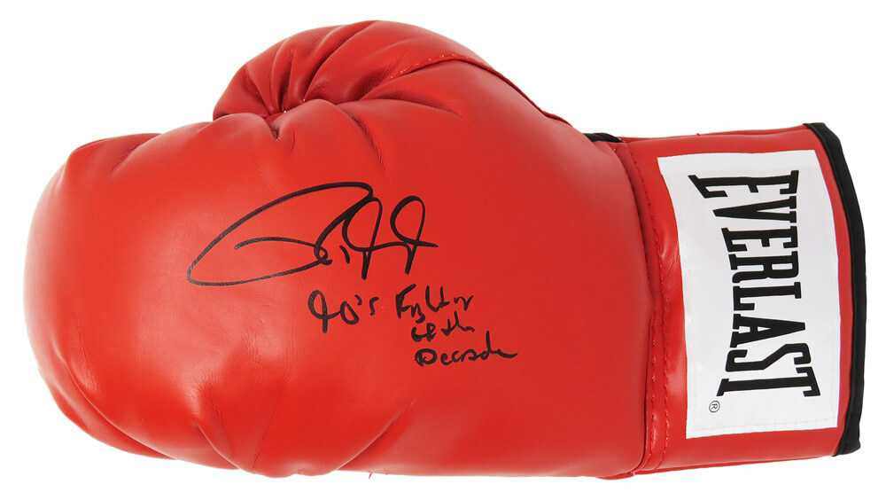 Roy Jones Jr Signed Everlast Red Boxing Glove w/'90s Fighter of the Decade - Schwartz Authenticated