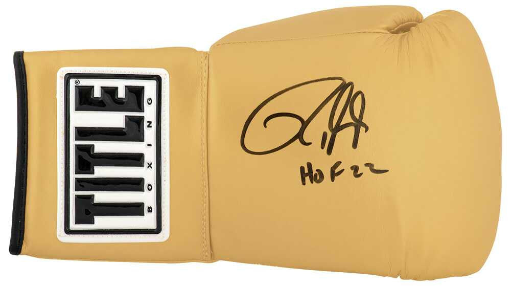 Roy Jones Jr. Signed Title Gold Boxing Glove w/HOF'22 - Schwartz Authenticated