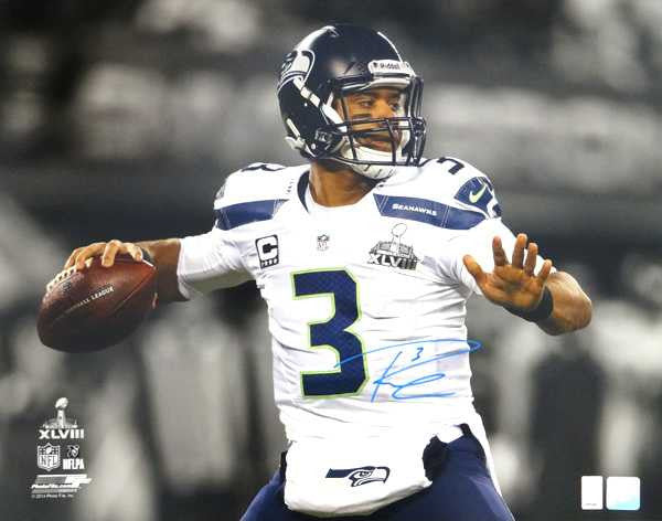 Russell Wilson Autographed 16x20 Photo Seattle Seahawks Super Bowl RW Holo Stock #74644
