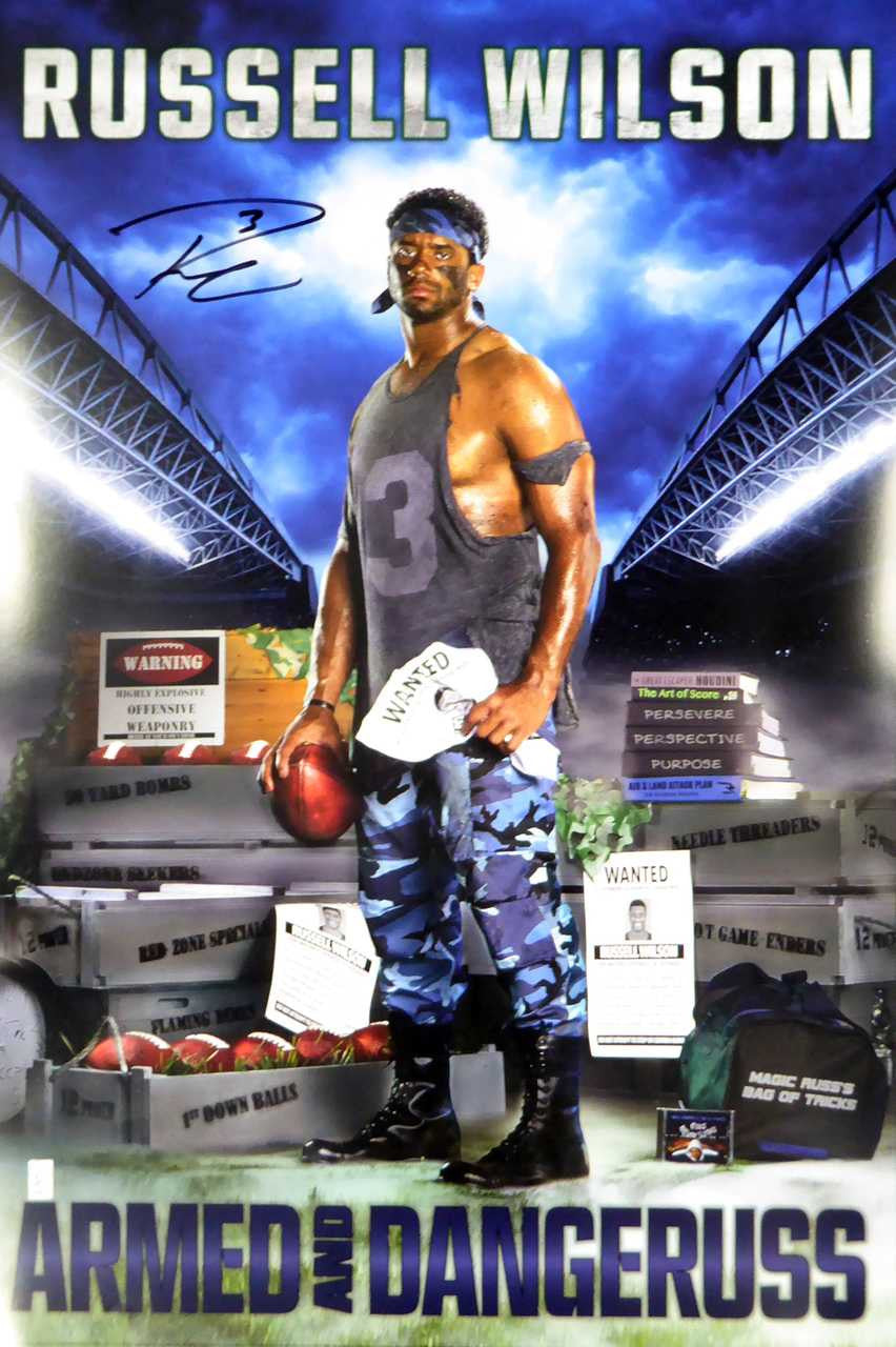 Russell Wilson Autographed 24x36 Costacos Brothers Poster Seattle Seahawks RW Holo
