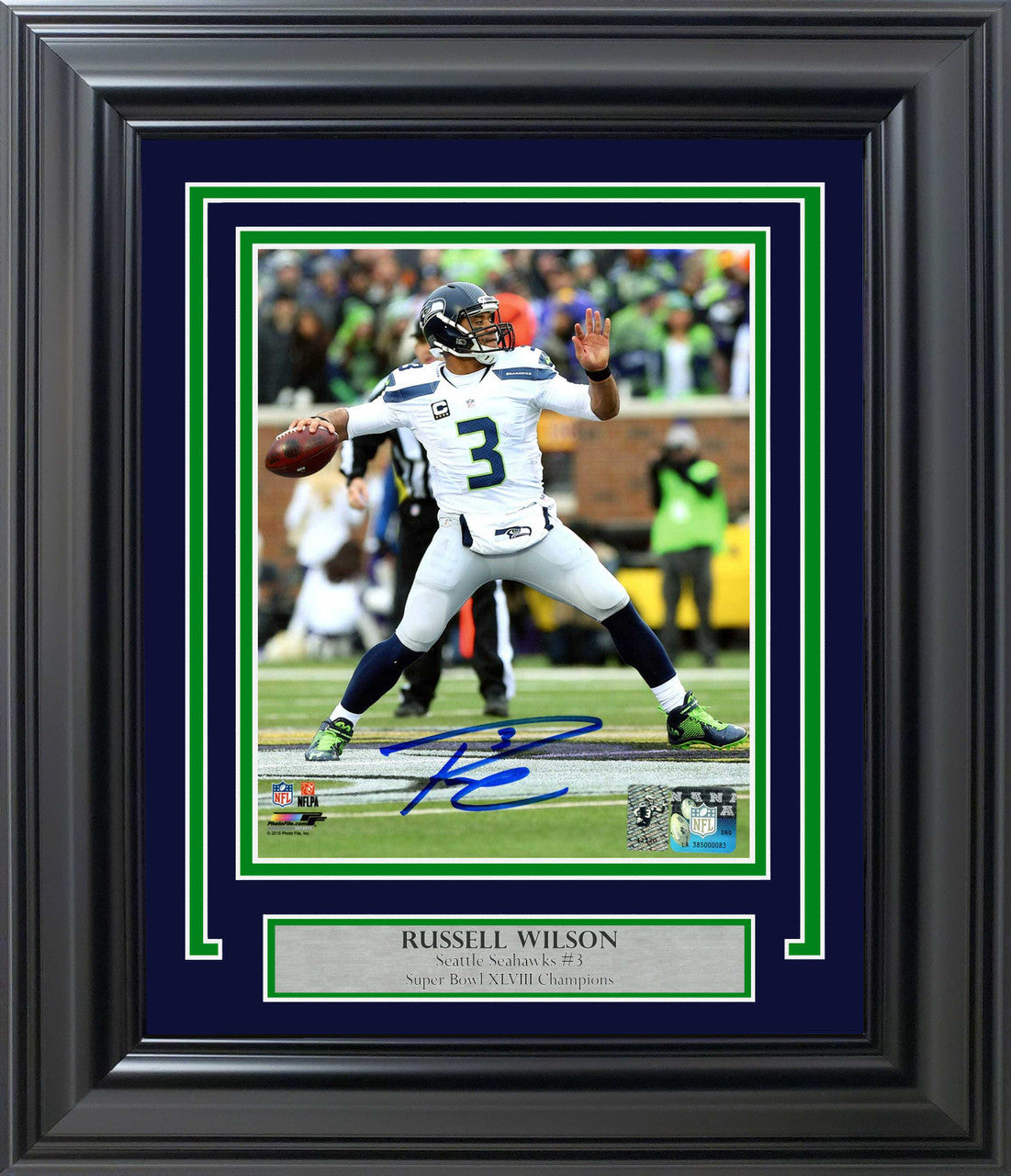 Russell Wilson Autographed Framed 8x10 Photo Seattle Seahawks RW Holo Stock #202118