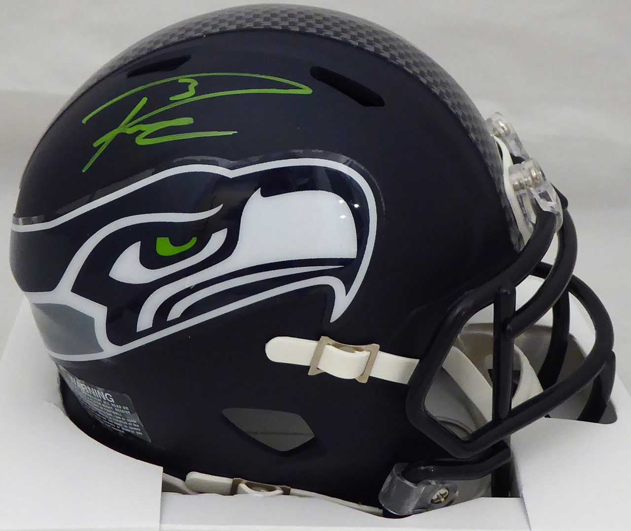 Russell Wilson Autographed Seattle Seahawks Speed Mini Helmet In Green RW Holo