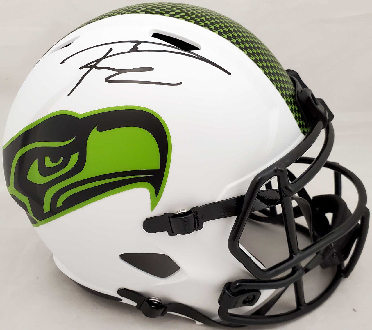 Russell Wilson Autographed Seattle Seahawks White Lunar Eclipse Full Size Speed Helmet RW Holo & Beckett BAS