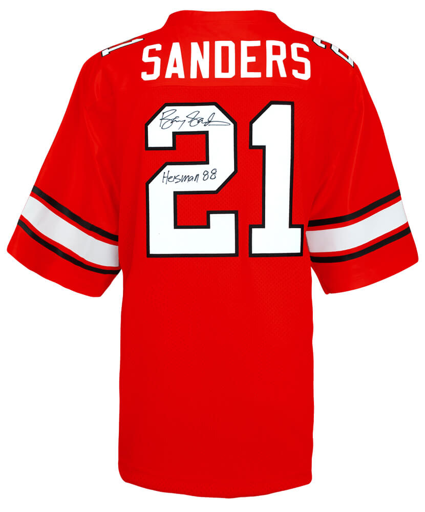 Barry Sanders Autographed Oklahoma State Cowboys Throwback Orange The Retro Brand Jersey Size XL with 'Heisman '88' Inscription - Schwartz Authenticated