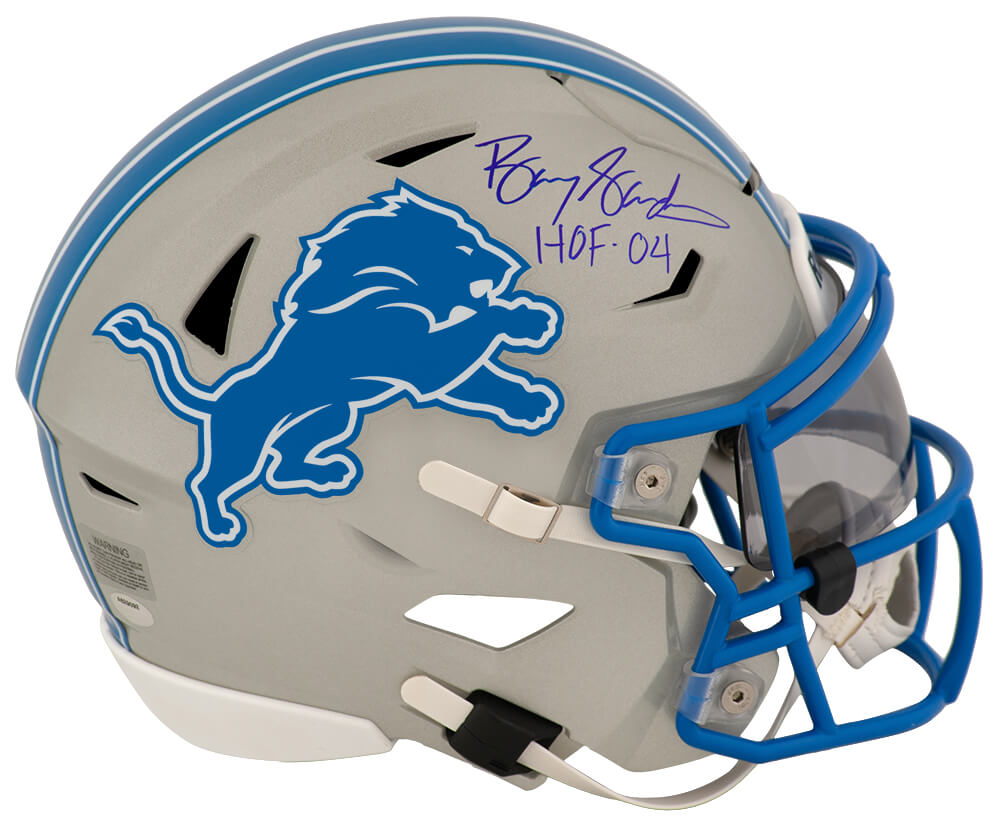 Barry Sanders Signed Detroit Lions Riddell SpeedFlex Mid-Size Helmet w/ HOF 04 Inscription – Schwartz Authenticated