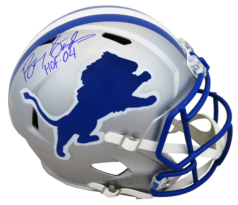 Barry Sanders Signed Lions Throwback Speed Replica Helmet "HOF 04" - Schwartz