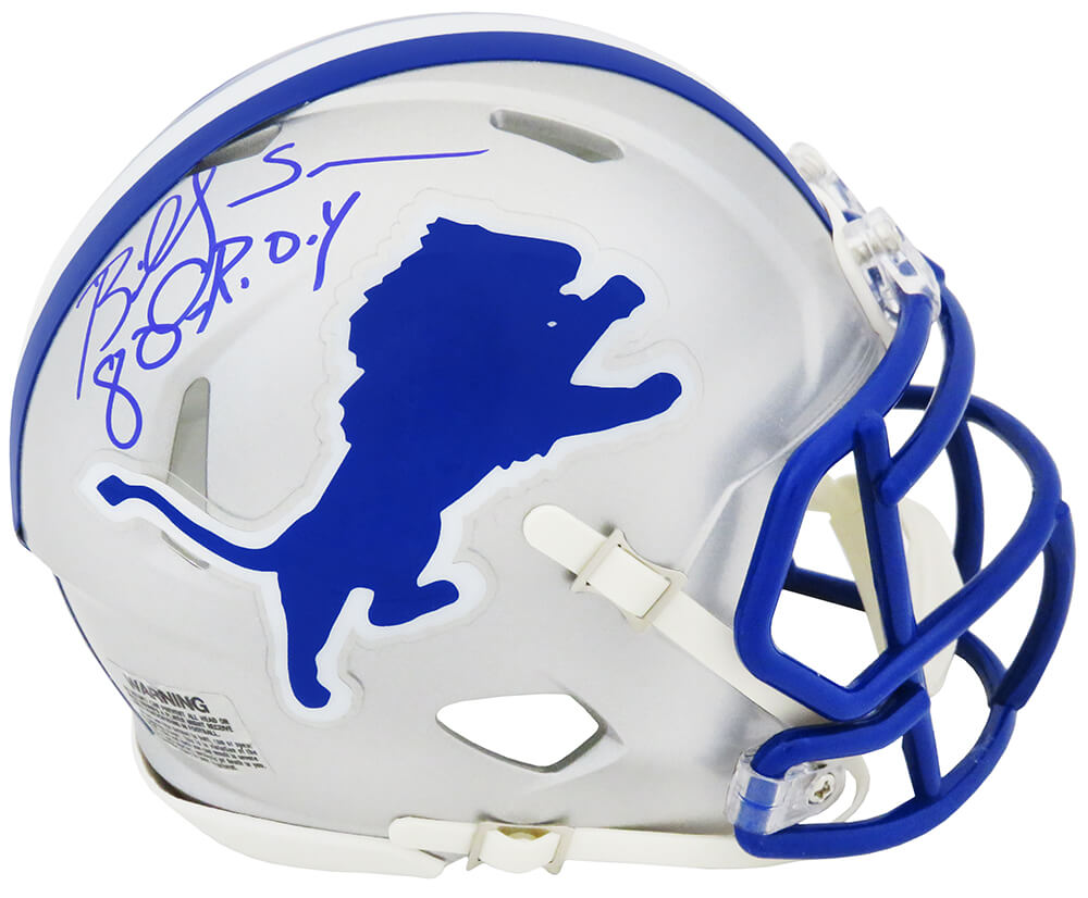 Billy Sims Autographed Detroit Lions Throwback Riddell Speed Mini Helmet with '80 ROY Inscription - Schwartz Authenticated