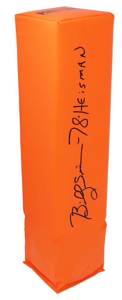 Billy Sims Autographed Oklahoma Sooners Orange Endzone Football Pylon with '78 Heisman Inscription - Schwartz Authenticated
