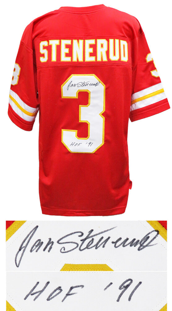Kansas City Chiefs Jan Stenerud Signed Red Throwback Custom Football Jersey w/HOF'91