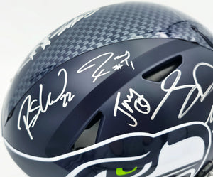 Seattle Seahawks Super Bowl LX Champions 28-Signature Autographed Blue Full Size SpeedFlex Authentic Helmet - Beckett & Fanatics Authenticated