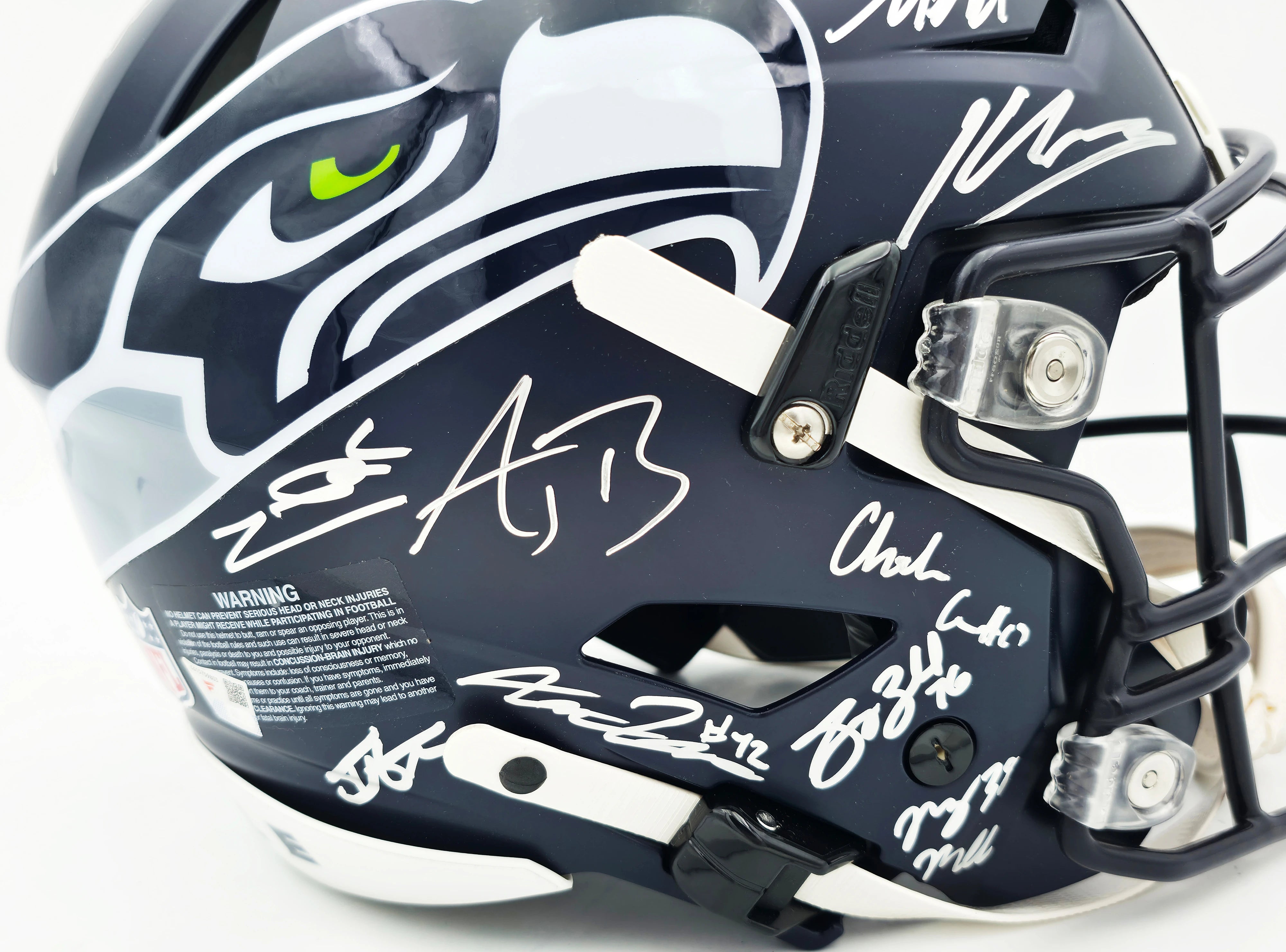 Seattle Seahawks Super Bowl LX Champions 28-Signature Autographed Blue Full Size SpeedFlex Authentic Helmet - Beckett & Fanatics Authenticated