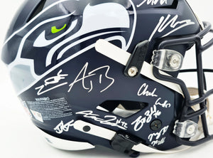 Seattle Seahawks Super Bowl LX Champions 28-Signature Autographed Blue Full Size SpeedFlex Authentic Helmet - Beckett & Fanatics Authenticated