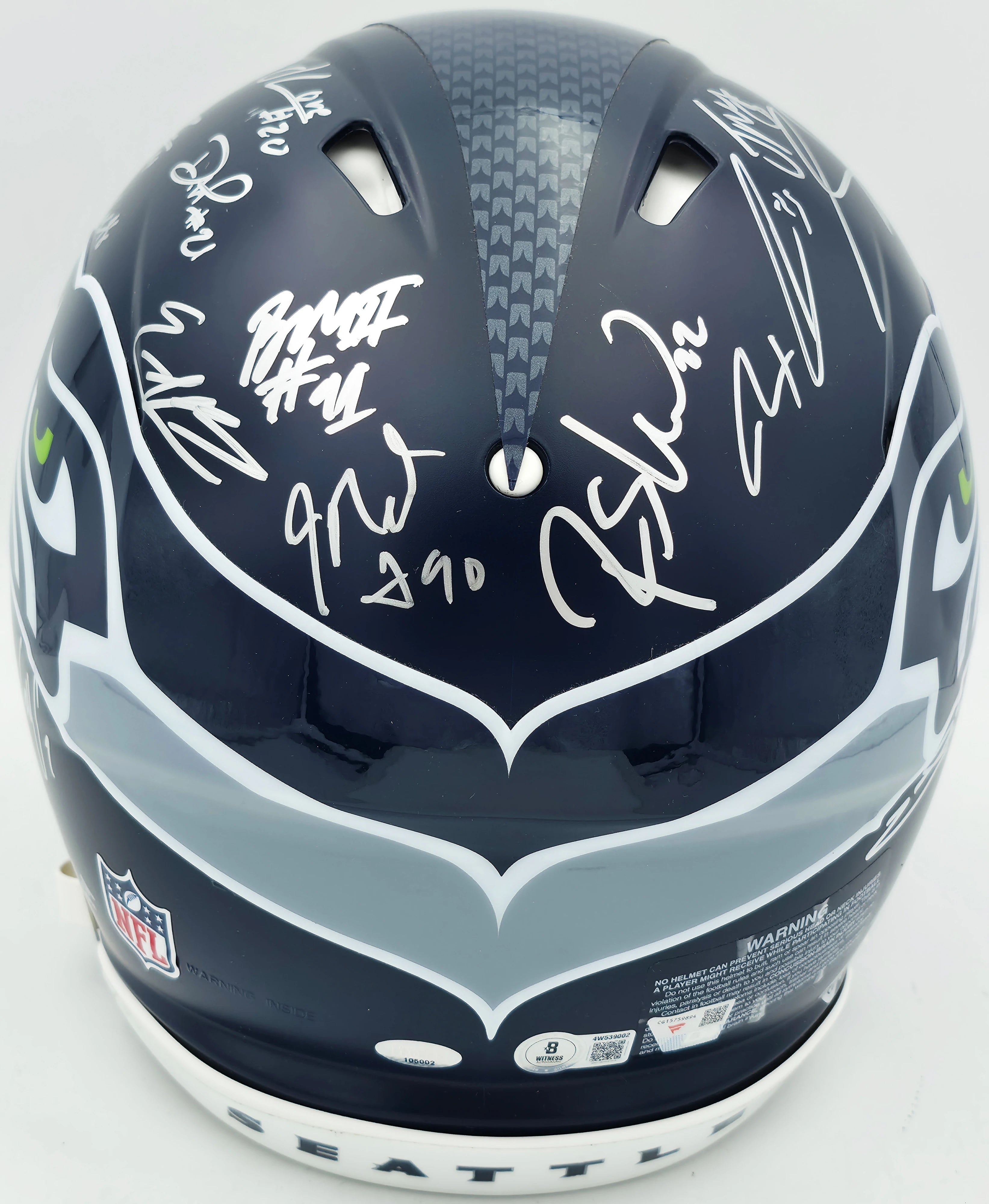 Seattle Seahawks Super Bowl LX Champions 28-Signature Autographed Blue Full Size Speed Authentic Helmet - Beckett & Fanatics Authenticated