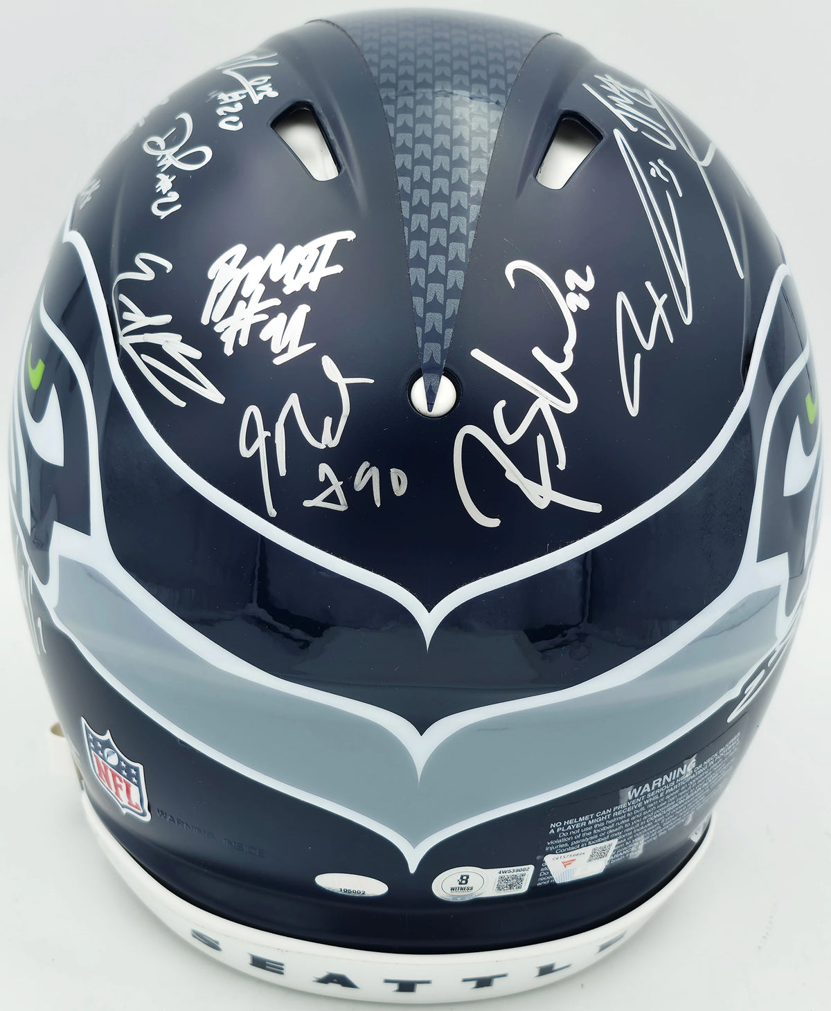 Seattle Seahawks Super Bowl LX Champions 28-Signature Autographed Blue Full Size Speed Authentic Helmet - Beckett & Fanatics Authenticated