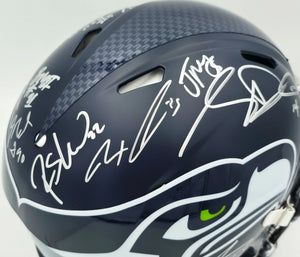 Seattle Seahawks Super Bowl LX Champions 28-Signature Autographed Blue Full Size Speed Authentic Helmet - Beckett & Fanatics Authenticated
