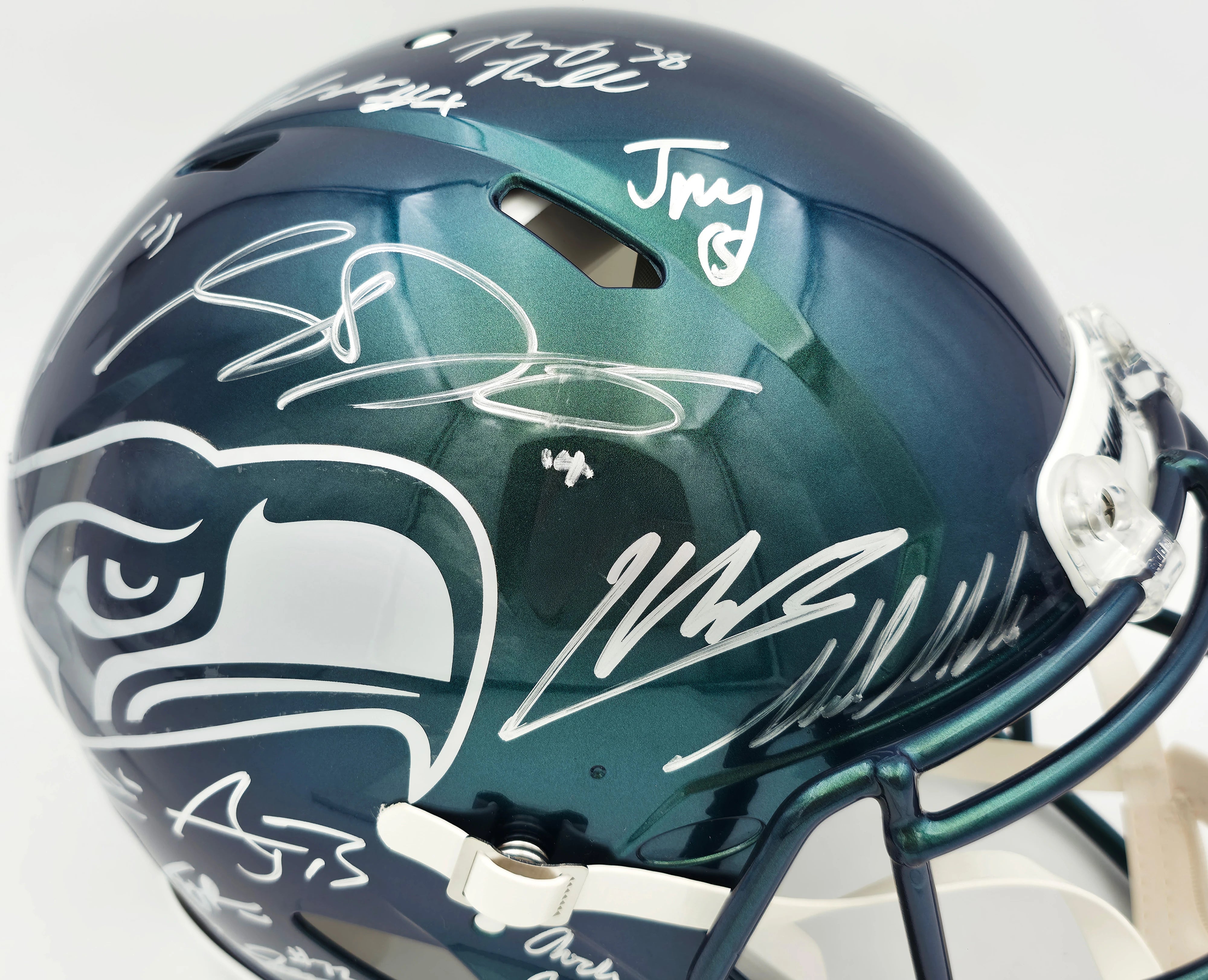 Seattle Seahawks Super Bowl LX Champions 28-Signature Autographed Rivalries Full Size Speed Authentic Helmet - Beckett & Fanatics Authenticated