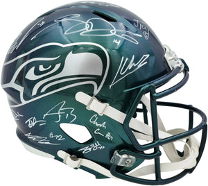Seattle Seahawks Super Bowl LX Champions 28-Signature Autographed Rivalries Full Size Speed Replica Helmet - Beckett & Fanatics Authenticated