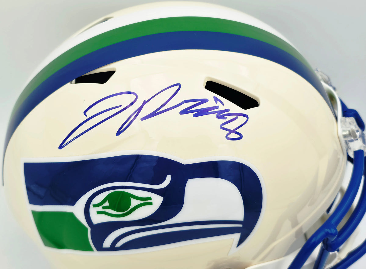 Jadarian Price Autographed Seattle Seahawks Cream Retro Full Size Speed Replica Helmet - Beckett BAS Authenticated