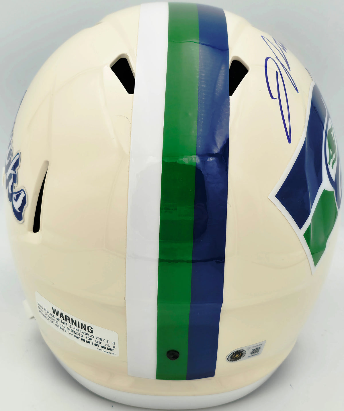 Jadarian Price Autographed Seattle Seahawks Cream Retro Full Size Speed Replica Helmet - Beckett BAS Authenticated