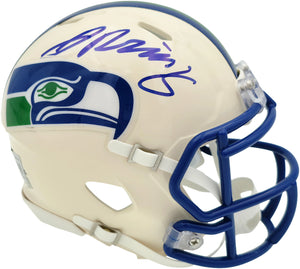 Jadarian Price Autographed Seattle Seahawks Cream Retro Speed Mini Helmet - Beckett BAS Authenticated