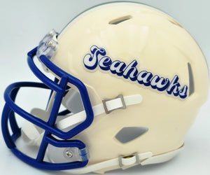 Jadarian Price Autographed Seattle Seahawks Cream Retro Speed Mini Helmet - Beckett BAS Authenticated