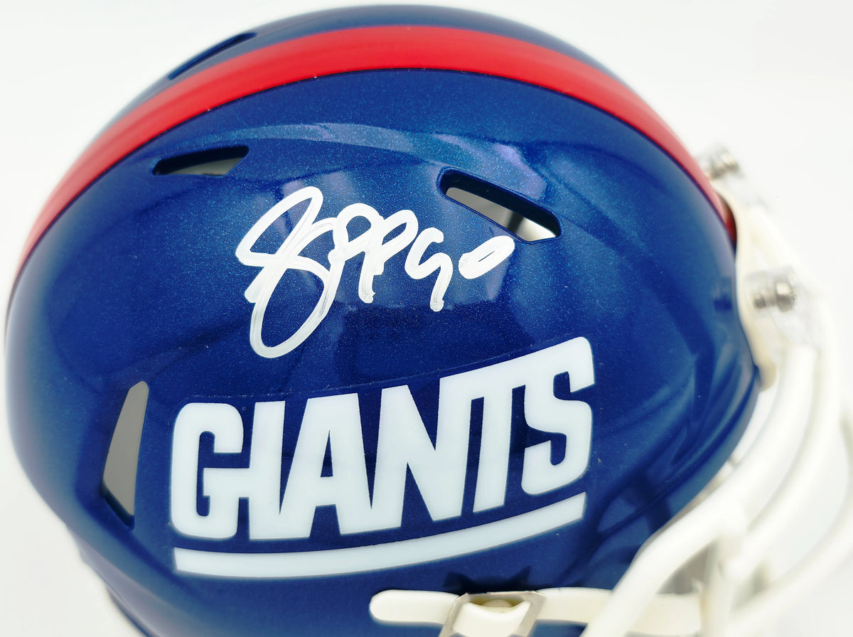Jason Pierre-Paul Autographed New York Giants Blue Color Rush Speed Mini Helmet - JSA Authenticated