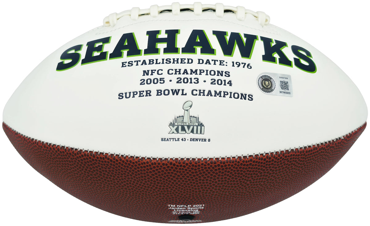 Jadarian Price Autographed Seattle Seahawks White Seahawks Logo Football - Beckett BAS Authenticated