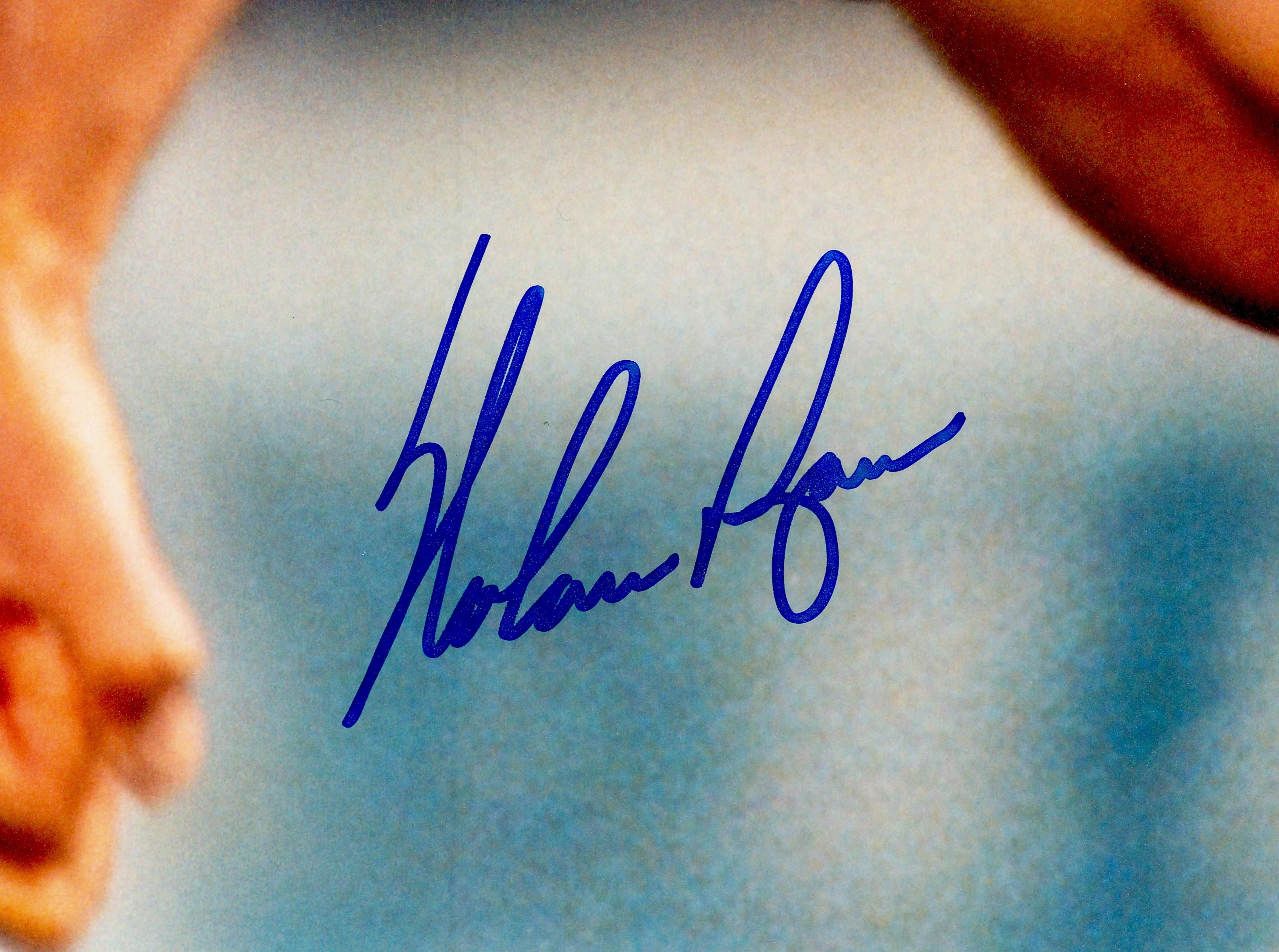 Nolan Ryan Autographed 16x20 Photo Texas Rangers Fight vs. Robin Ventura - PSA/DNA Authenticated