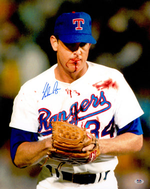 Nolan Ryan Autographed 16x20 Photo Texas Rangers Bloody Lip - PSA/DNA Authenticated