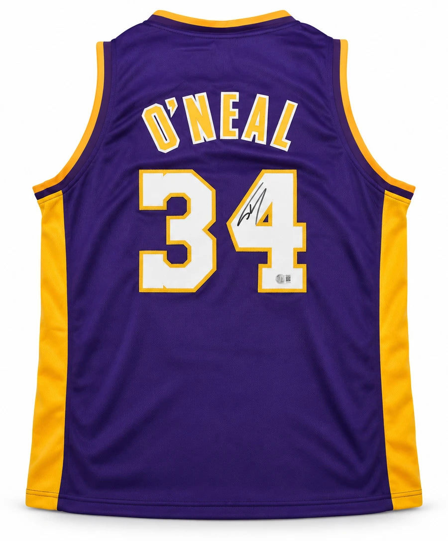 Shaquille O'Neal Autographed Los Angeles Lakers Purple Custom Jersey - Beckett BAS Authenticated