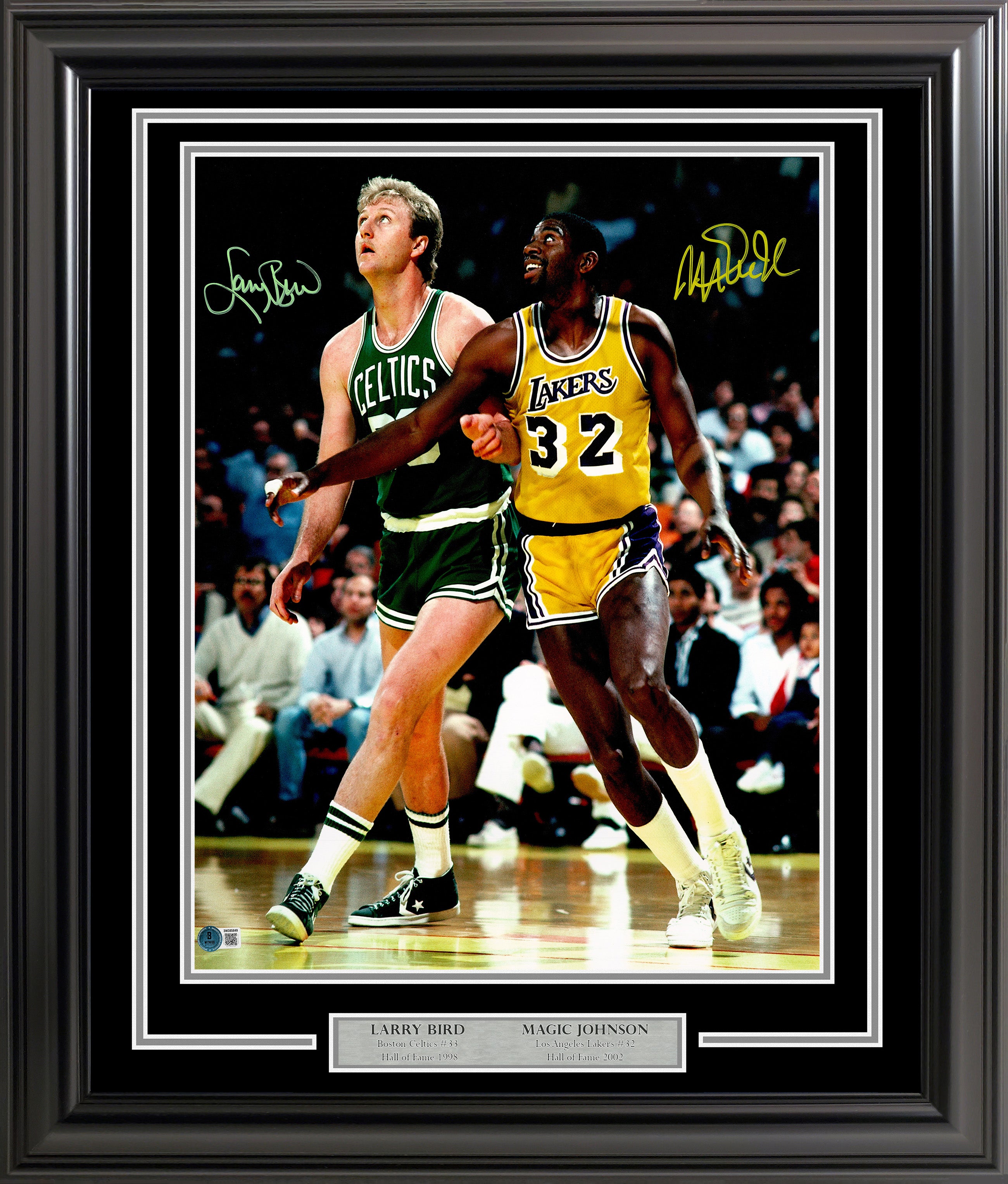 Larry Bird & Magic Johnson Dual-Signed Framed 16x20 Photo - BAS Witnessed