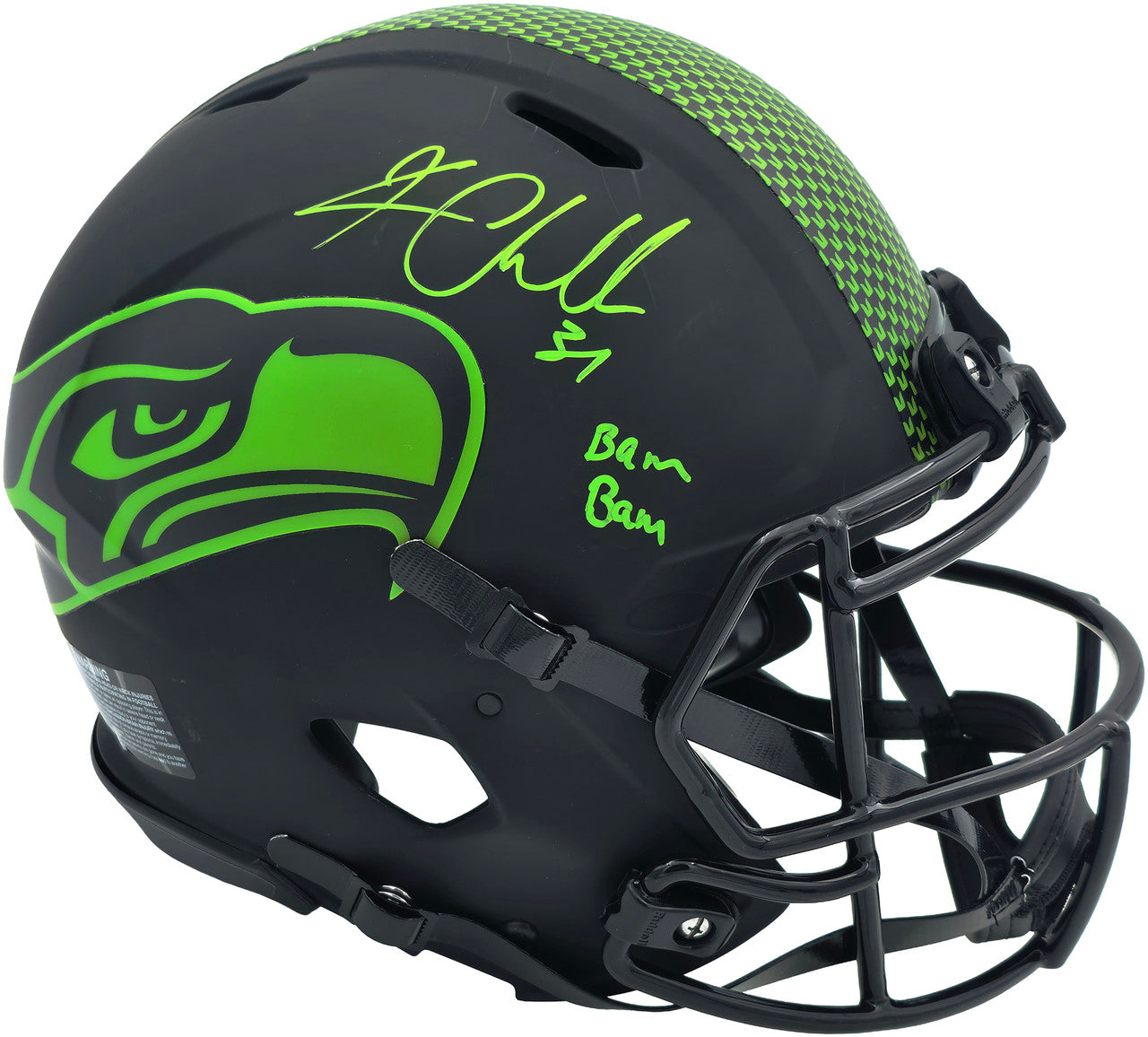 Kam Chancellor Autographed Seattle Seahawks Eclipse Black Full Size Speed Authentic Helmet "Bam Bam" Beckett BAS Witness